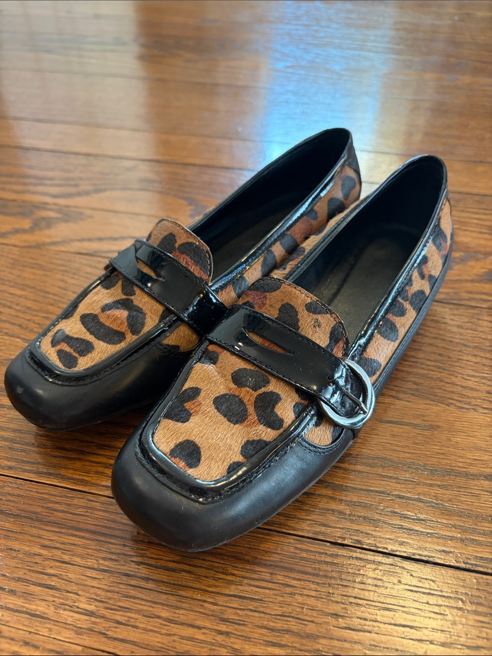 Leopard Print Loafers with leather Black Trim